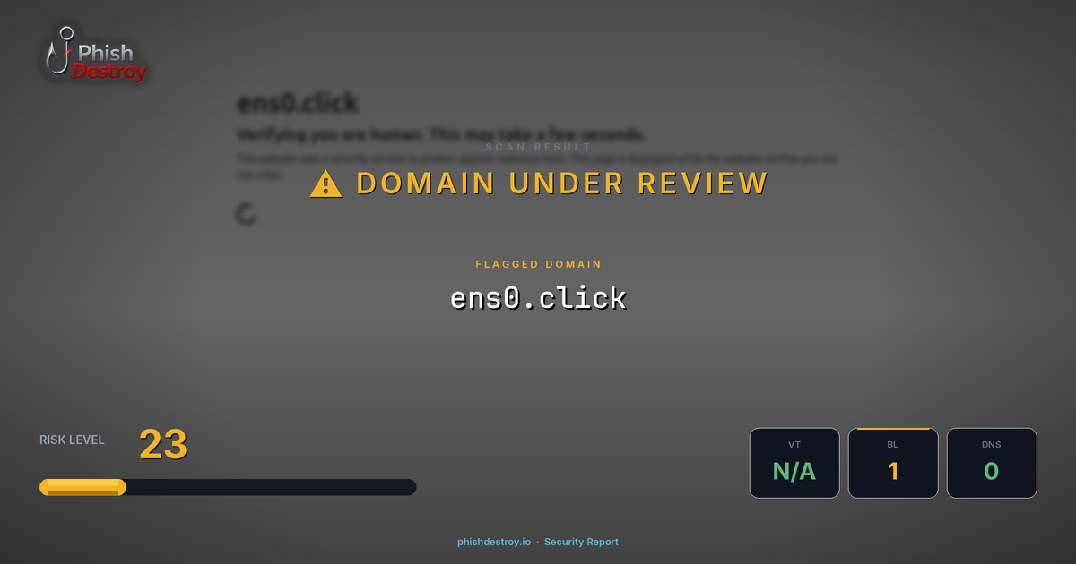 ens0.click phishing report — threat analysis by PhishDestroy