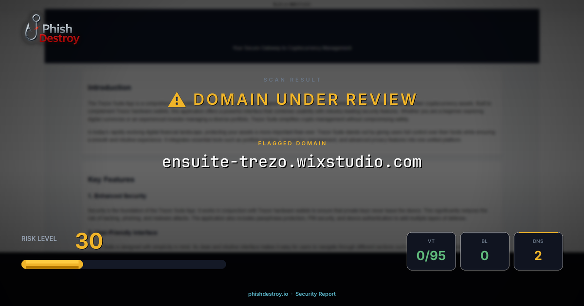 ensuite-trezo.wixstudio.com phishing report — threat analysis by PhishDestroy