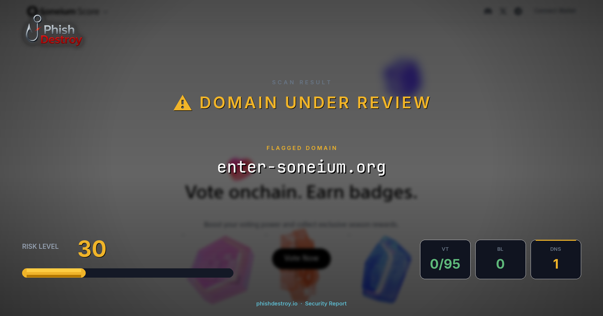 enter-soneium.org phishing report — threat analysis by PhishDestroy