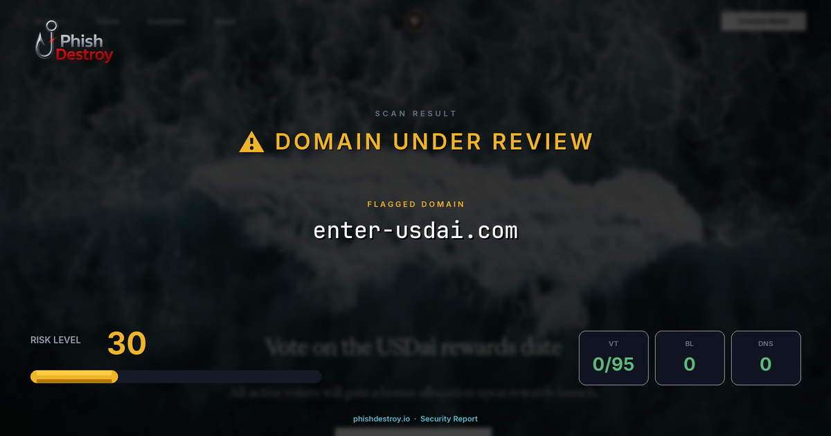 enter-usdai.com phishing report — threat analysis by PhishDestroy