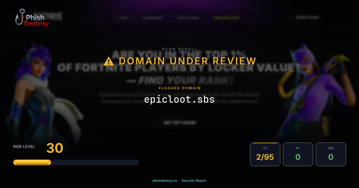 epicloot.sbs phishing report — threat analysis by PhishDestroy