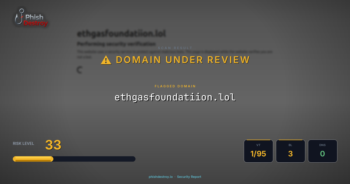 ethgasfoundatiion.lol phishing report — threat analysis by PhishDestroy