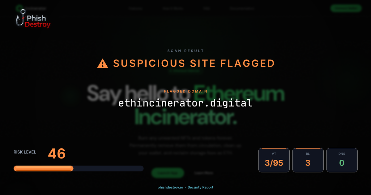 ethincinerator.digital phishing report — threat analysis by PhishDestroy