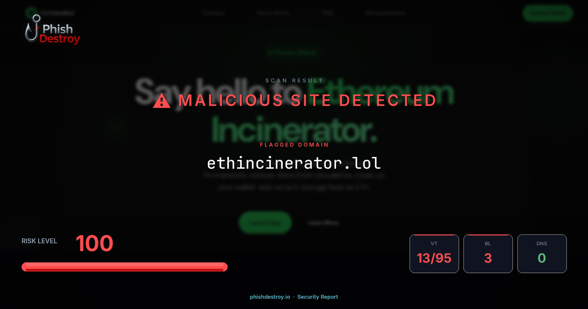 ethincinerator.lol phishing report — threat analysis by PhishDestroy