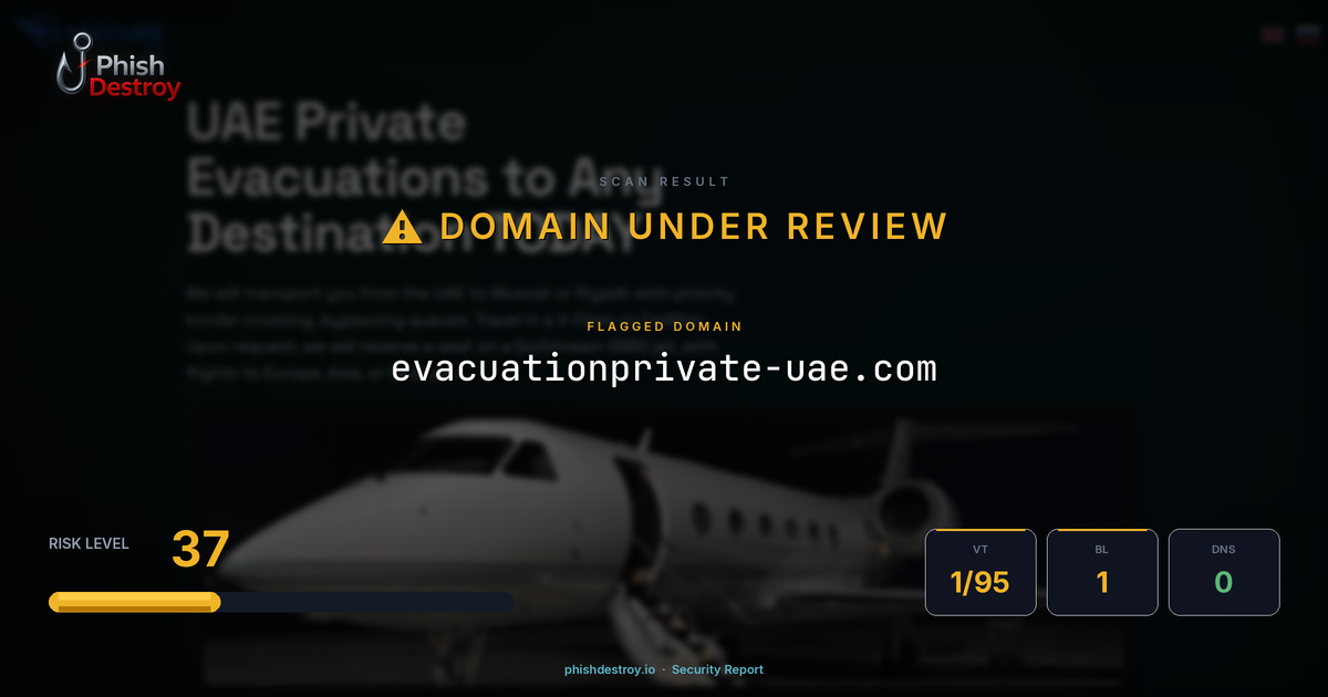 evacuationprivate-uae.com phishing report — threat analysis by PhishDestroy