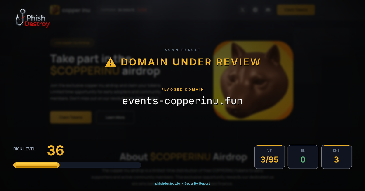 events-copperinu.fun phishing report — threat analysis by PhishDestroy