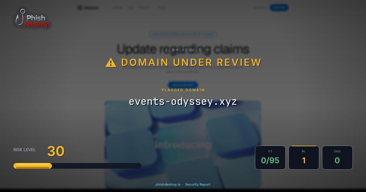 events-odyssey.xyz phishing report — threat analysis by PhishDestroy