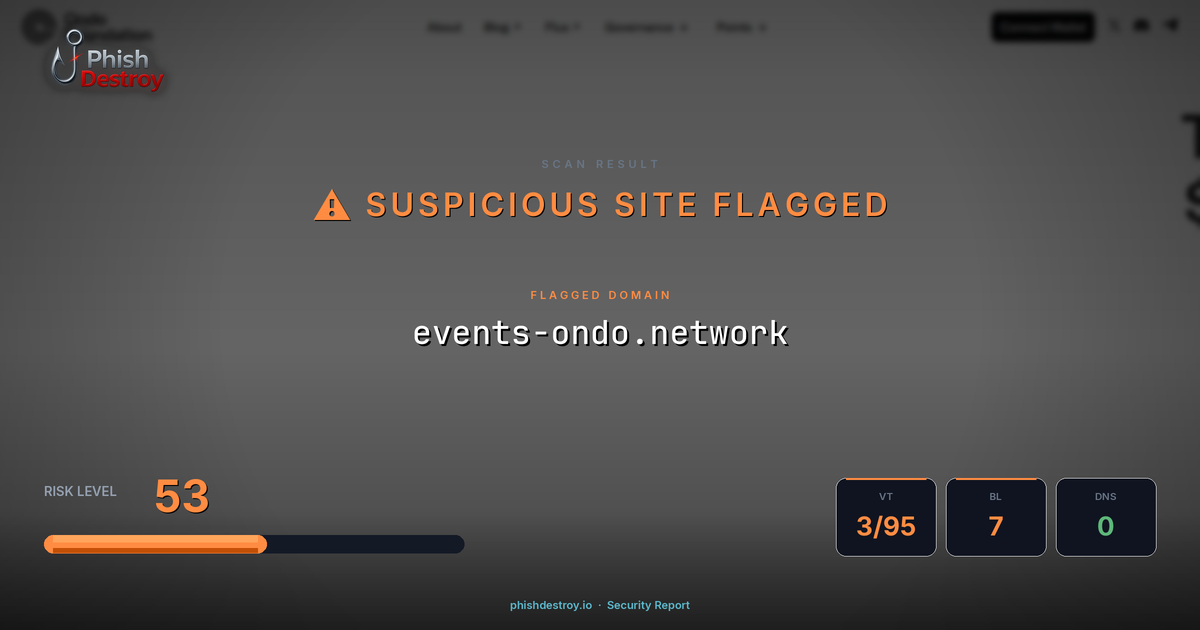 events-ondo.network phishing report — threat analysis by PhishDestroy