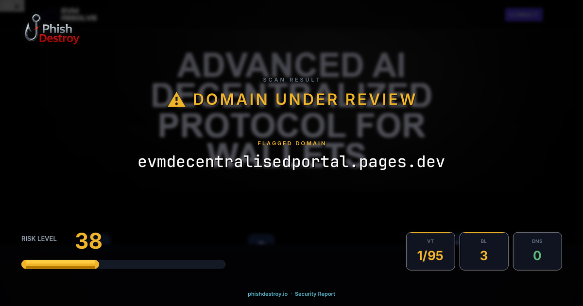 evmdecentralisedportal.pages.dev phishing report — threat analysis by PhishDestroy