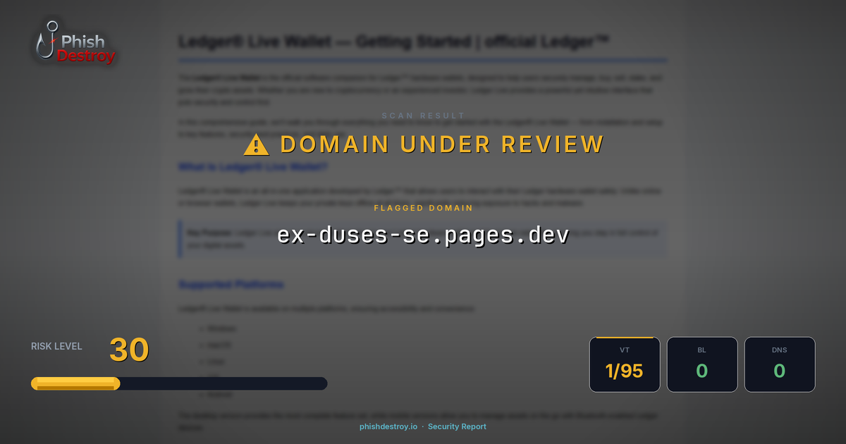 ex-duses-se.pages.dev phishing report — threat analysis by PhishDestroy