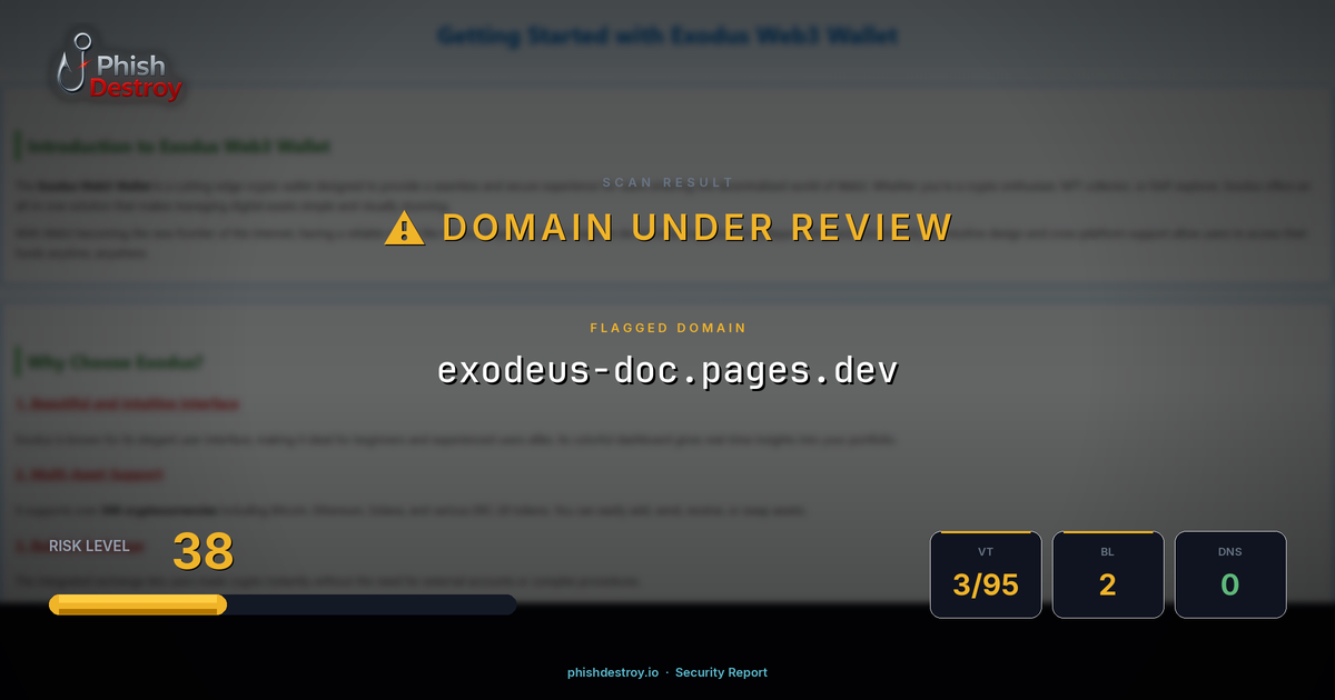 exodeus-doc.pages.dev phishing report — threat analysis by PhishDestroy
