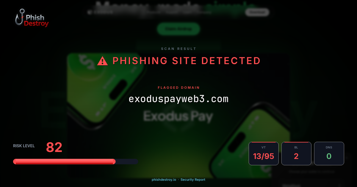 exoduspayweb3.com phishing report — threat analysis by PhishDestroy