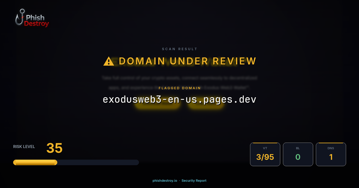 exodusweb3-en-us.pages.dev phishing report — threat analysis by PhishDestroy