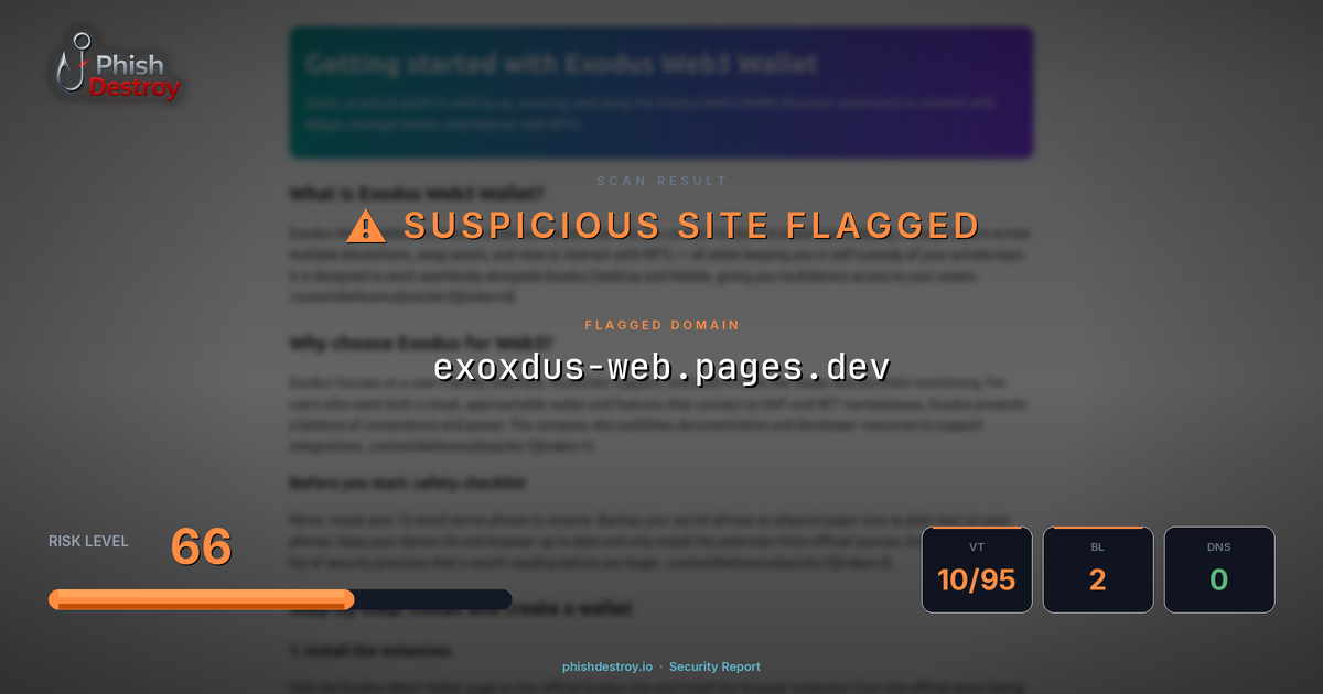 exoxdus-web.pages.dev phishing report — threat analysis by PhishDestroy