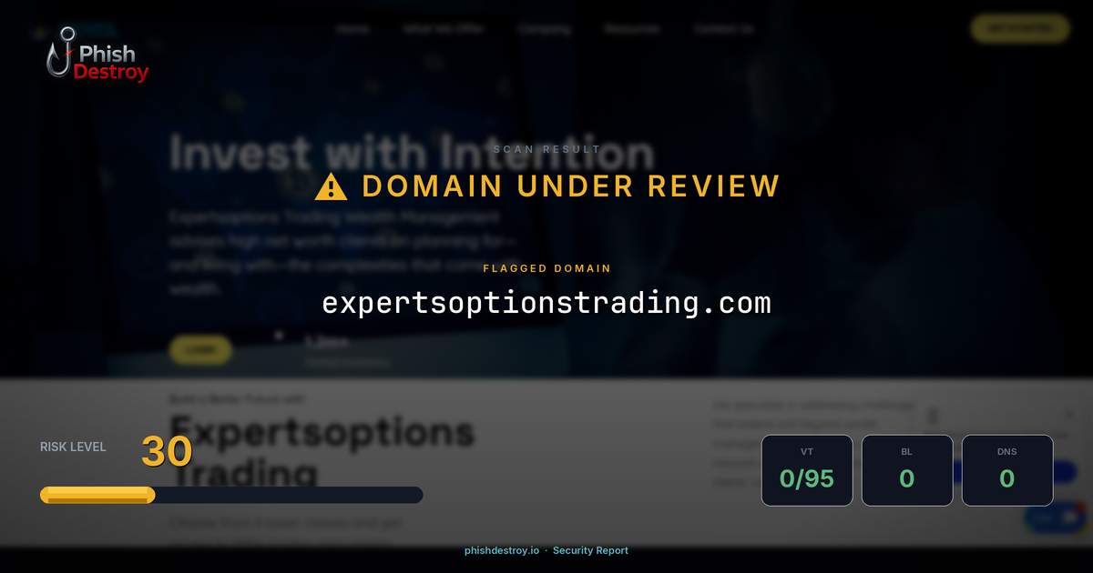 expertsoptionstrading.com phishing report — threat analysis by PhishDestroy