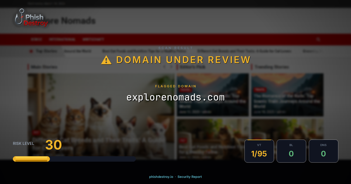 explorenomads.com phishing report — threat analysis by PhishDestroy