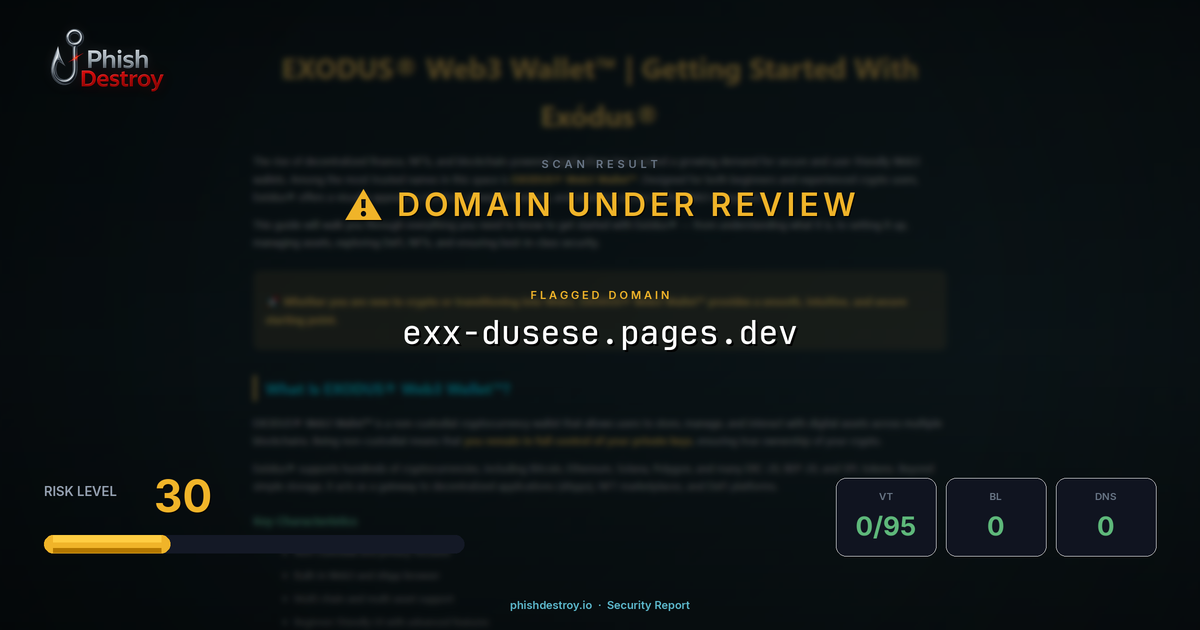 exx-dusese.pages.dev phishing report — threat analysis by PhishDestroy