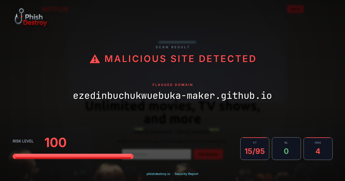 ezedinbuchukwuebuka-maker.github.io phishing report — threat analysis by PhishDestroy
