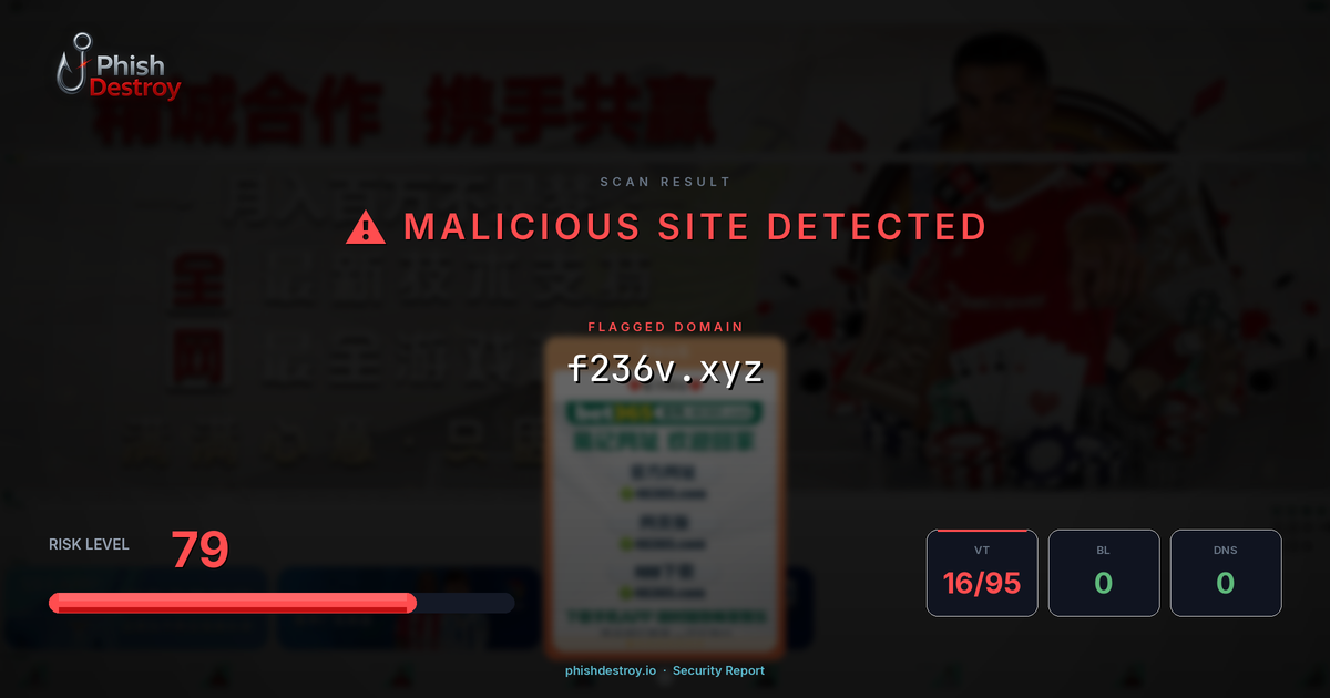 f236v.xyz phishing report — threat analysis by PhishDestroy