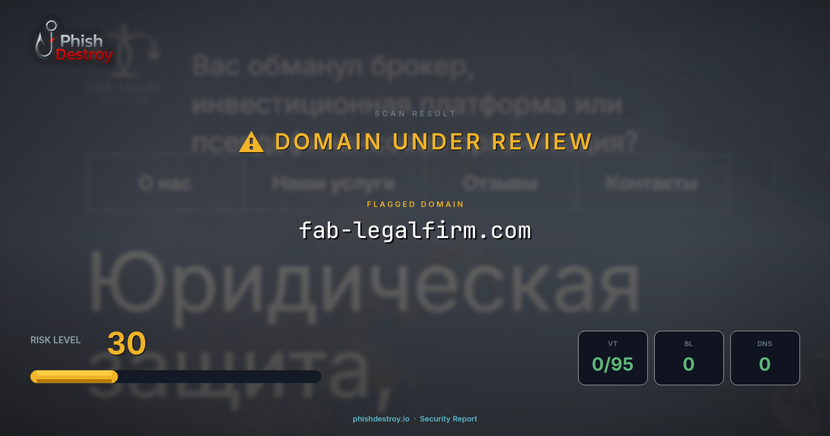 fab-legalfirm.com phishing report — threat analysis by PhishDestroy