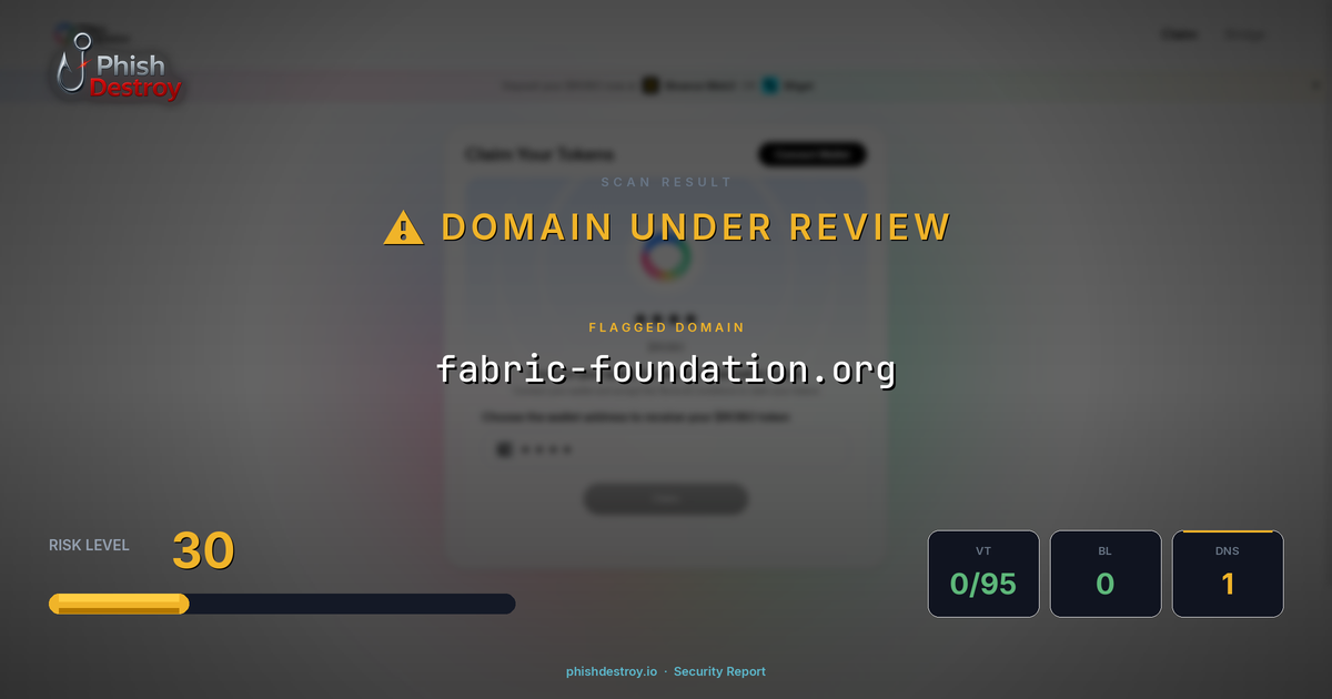 fabric-foundation.org phishing report — threat analysis by PhishDestroy
