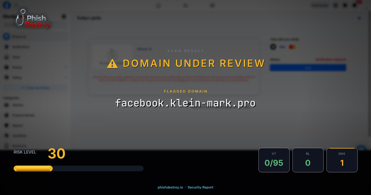 facebook.klein-mark.pro phishing report — threat analysis by PhishDestroy