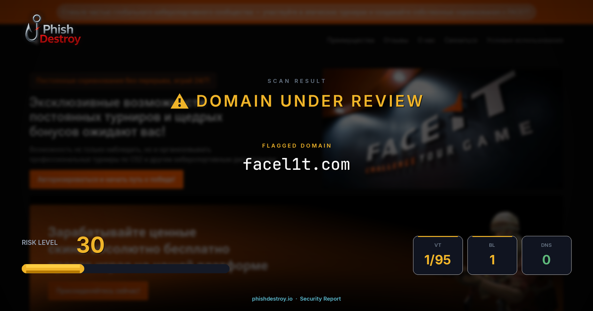 facel1t.com phishing report — threat analysis by PhishDestroy