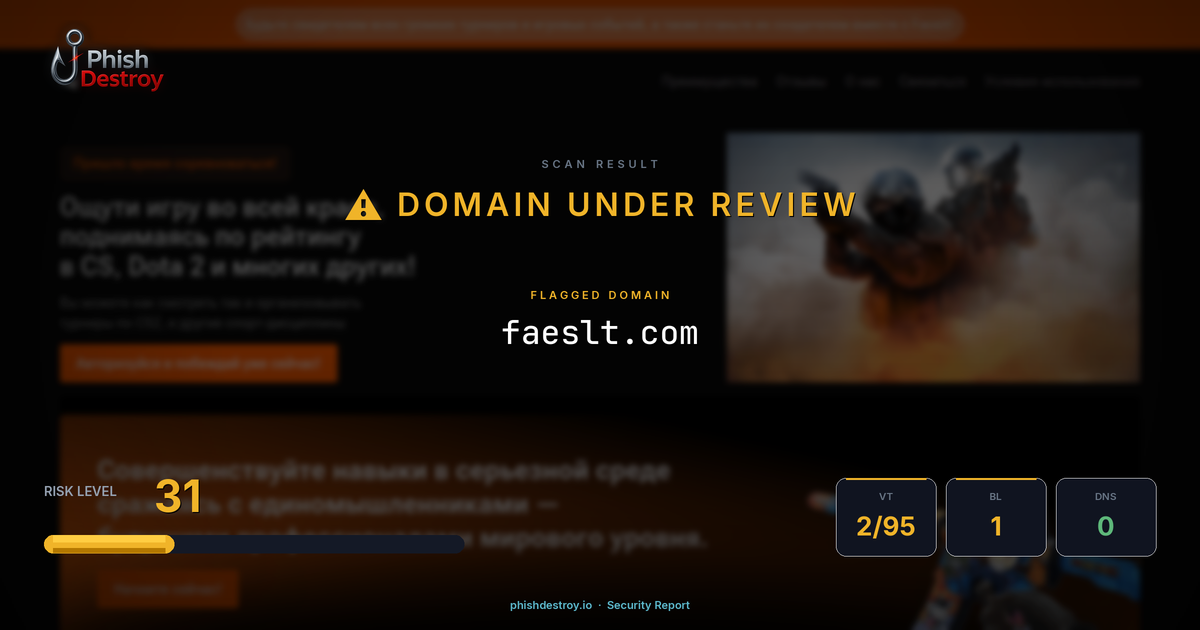 faeslt.com phishing report — threat analysis by PhishDestroy
