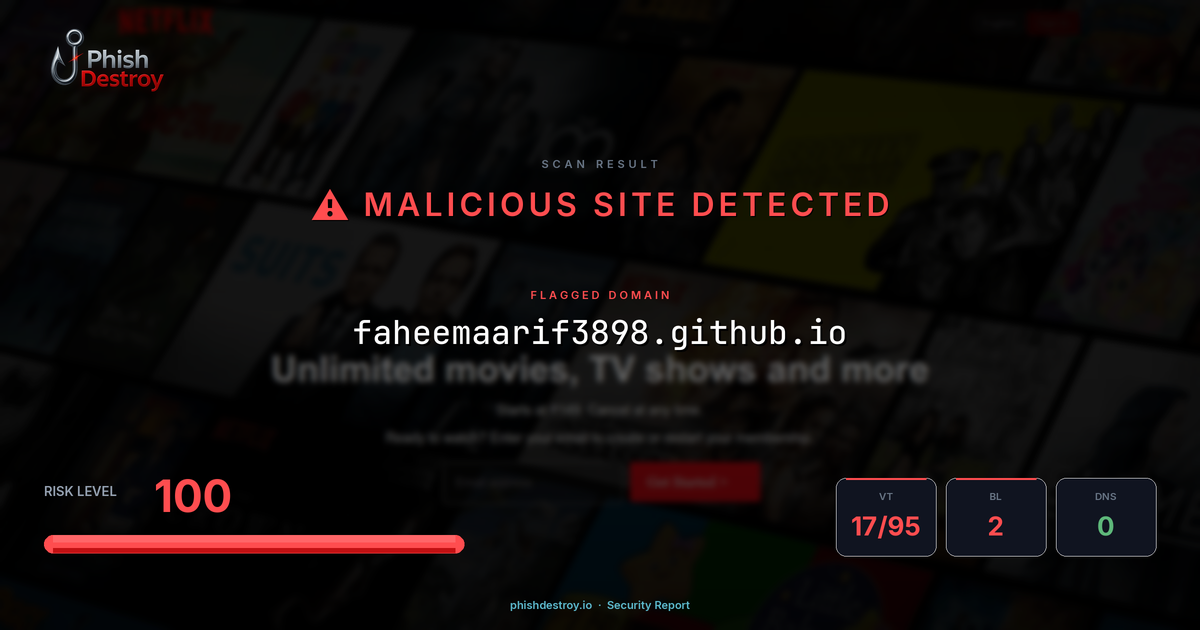faheemaarif3898.github.io phishing report — threat analysis by PhishDestroy