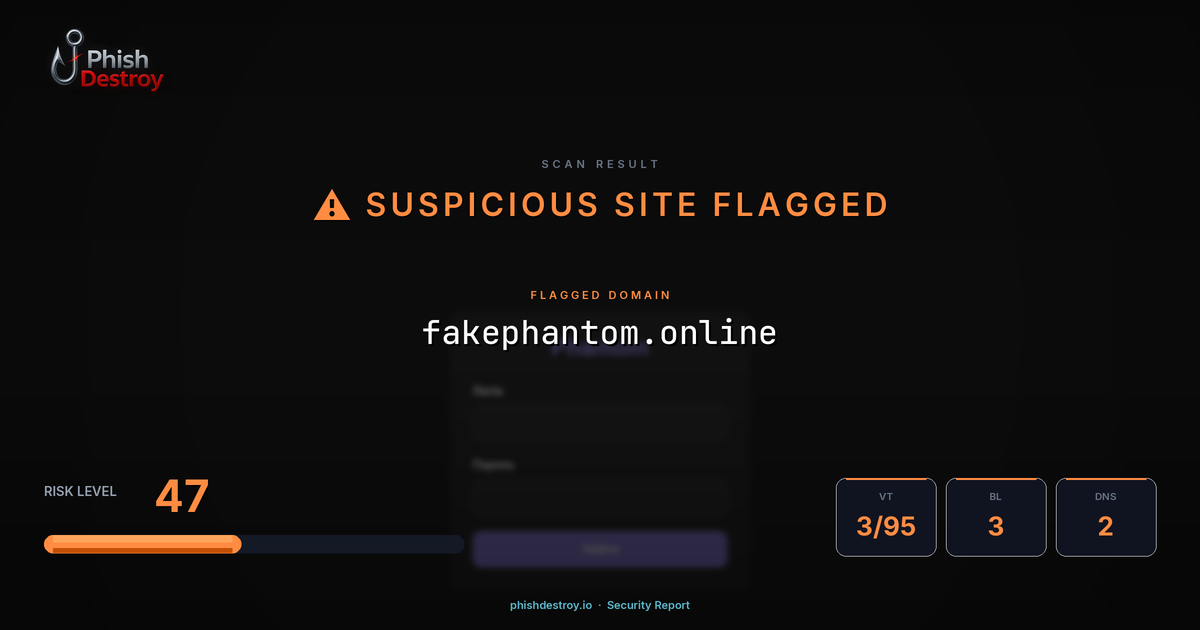 fakephantom.online phishing report — threat analysis by PhishDestroy