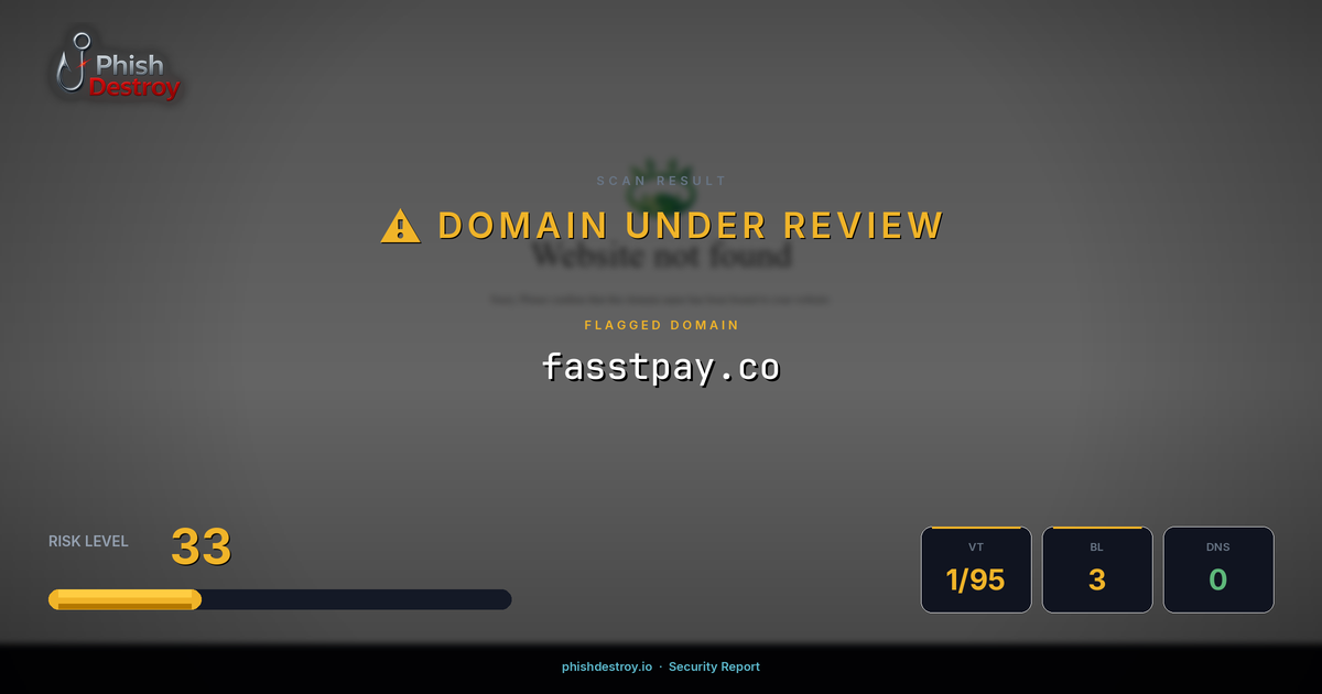 fasstpay.co phishing report — threat analysis by PhishDestroy