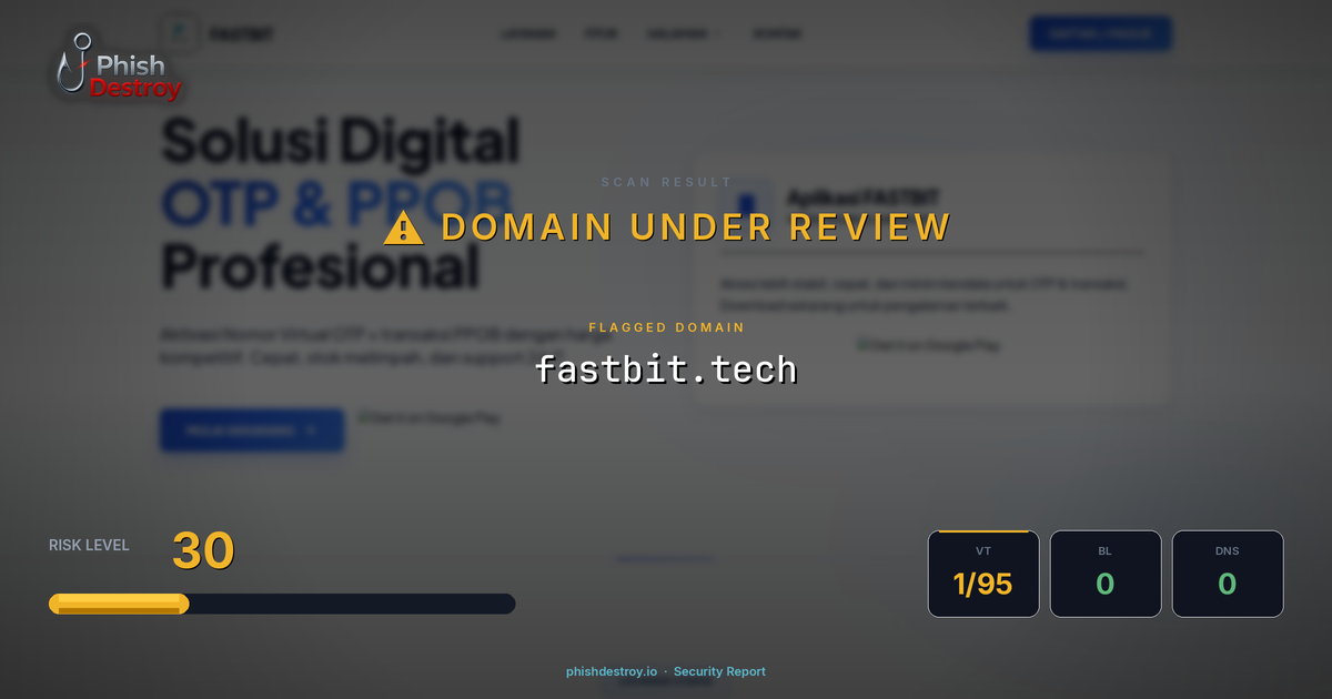 fastbit.tech phishing report — threat analysis by PhishDestroy