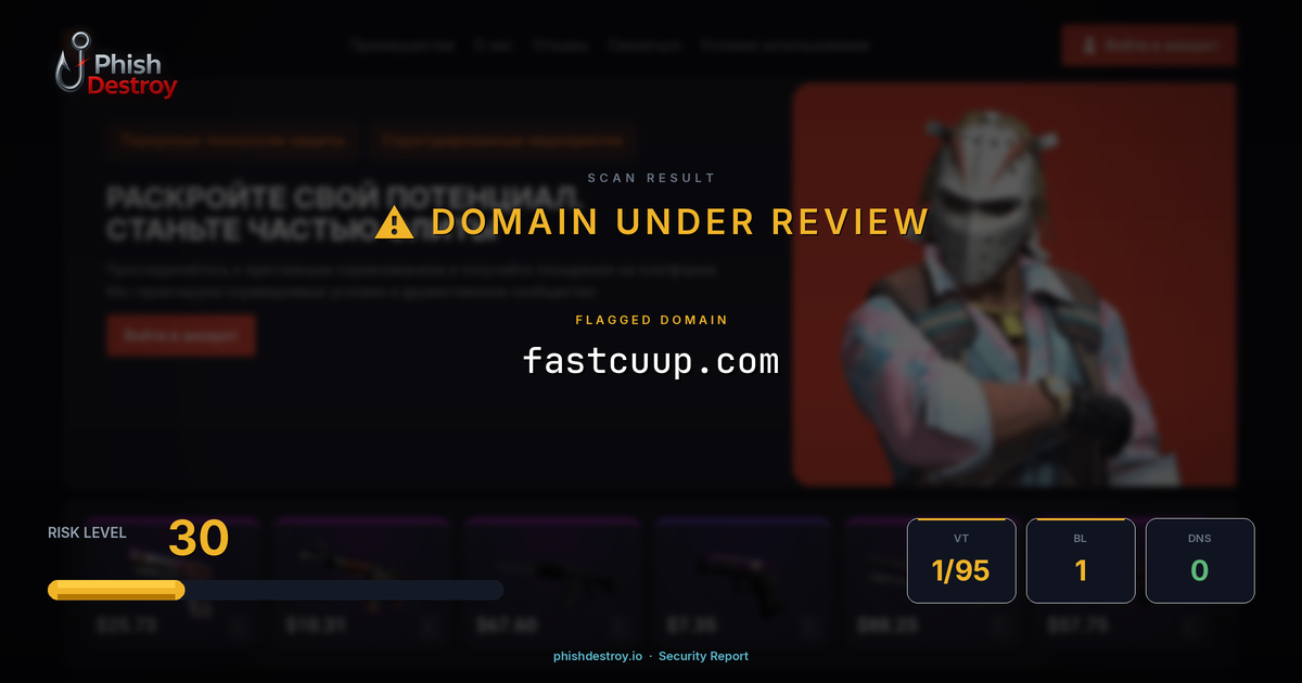 fastcuup.com phishing report — threat analysis by PhishDestroy