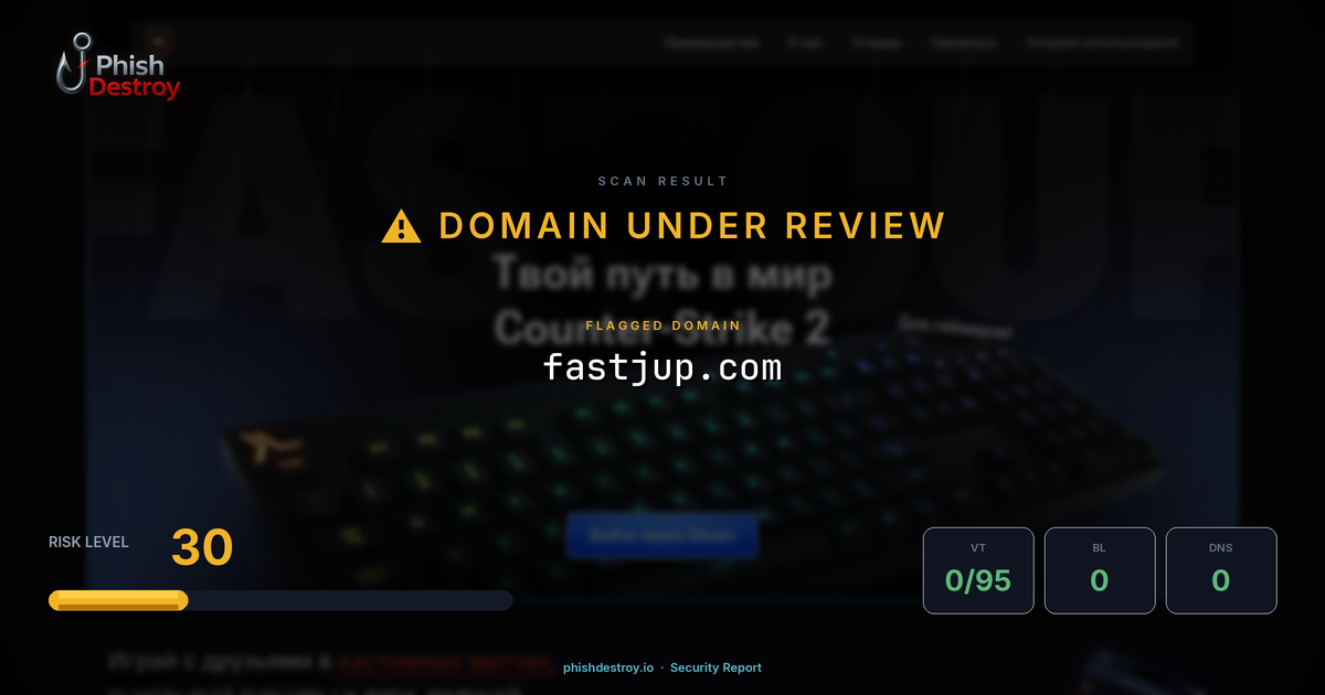 fastjup.com phishing report — threat analysis by PhishDestroy