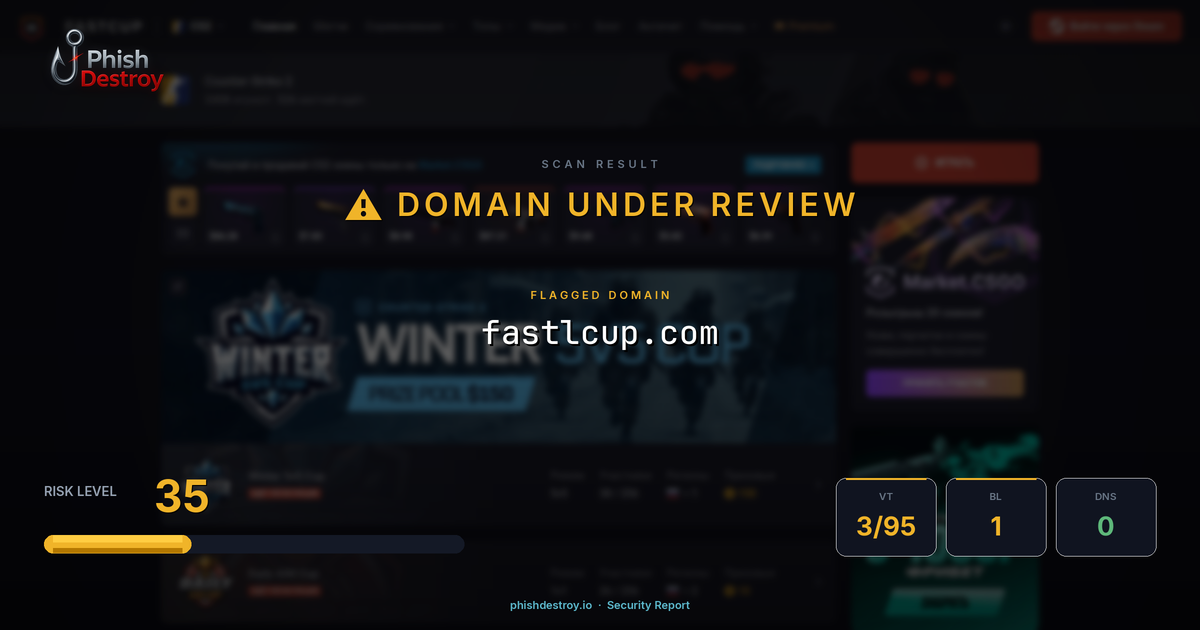 fastlcup.com phishing report — threat analysis by PhishDestroy