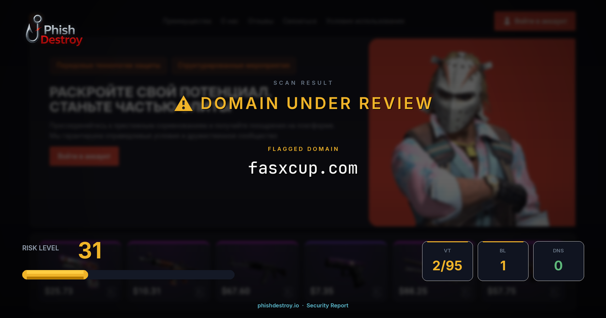 fasxcup.com phishing report — threat analysis by PhishDestroy