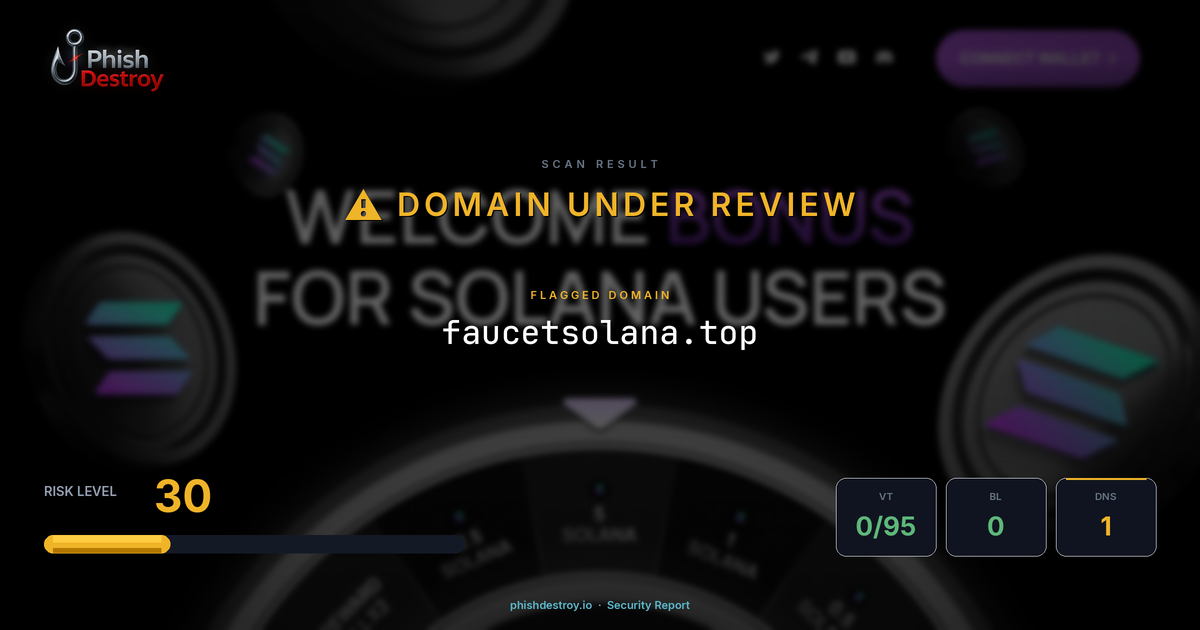 faucetsolana.top phishing report — threat analysis by PhishDestroy