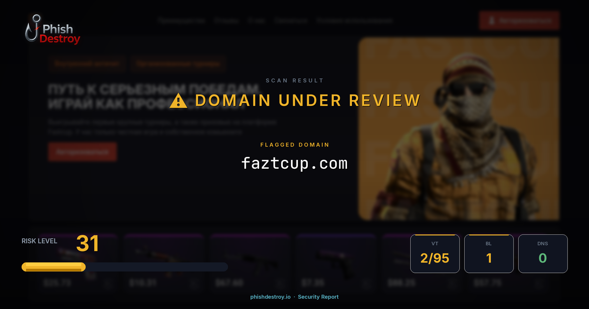faztcup.com phishing report — threat analysis by PhishDestroy