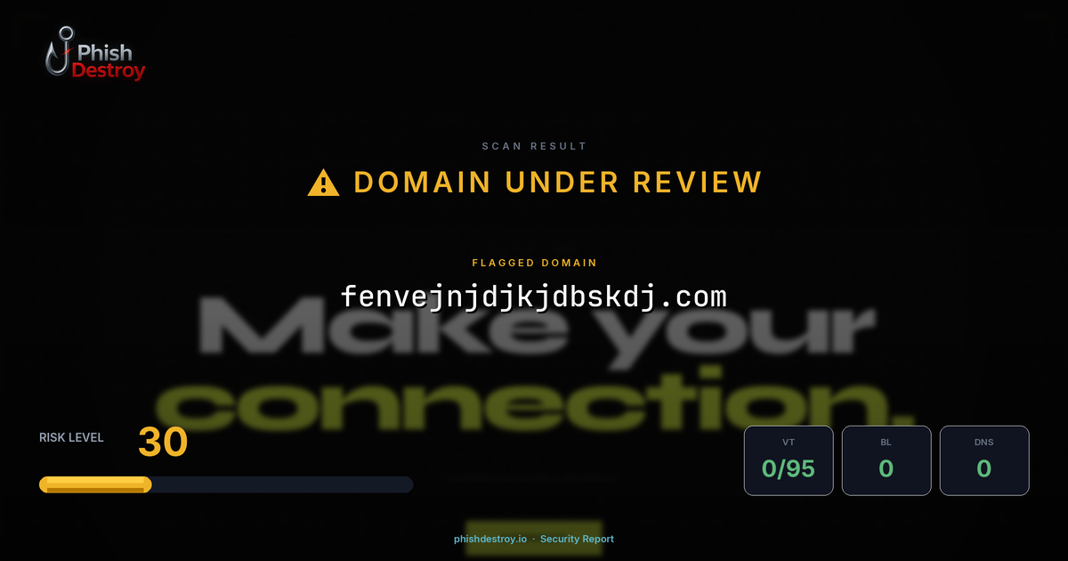 fenvejnjdjkjdbskdj.com phishing report — threat analysis by PhishDestroy