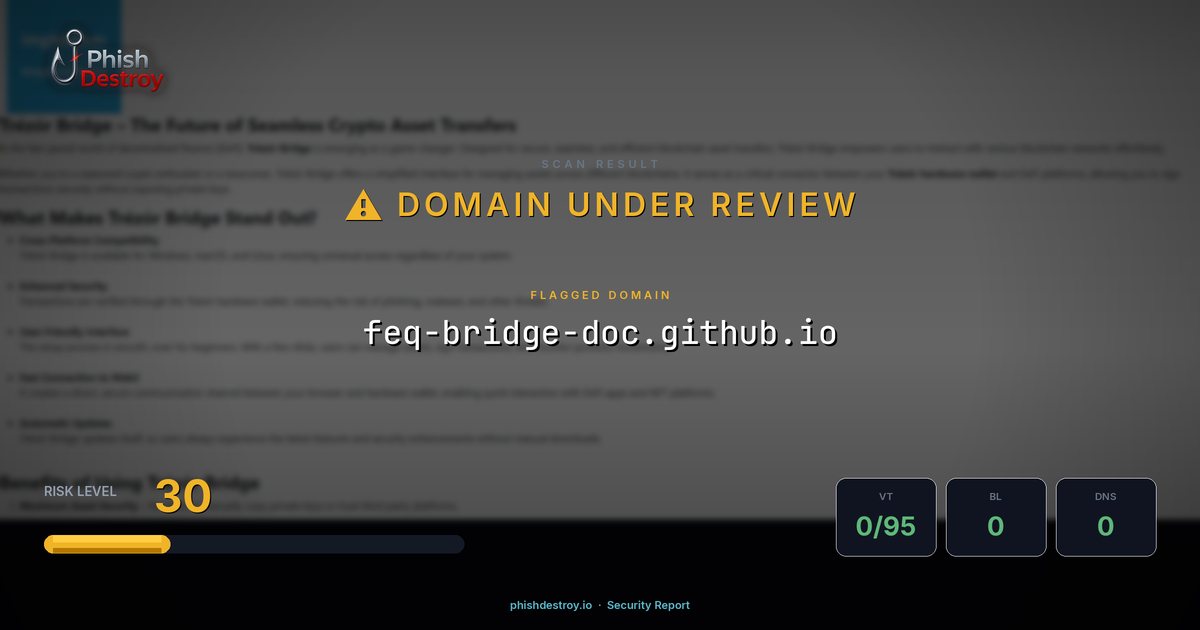 feq-bridge-doc.github.io phishing report — threat analysis by PhishDestroy