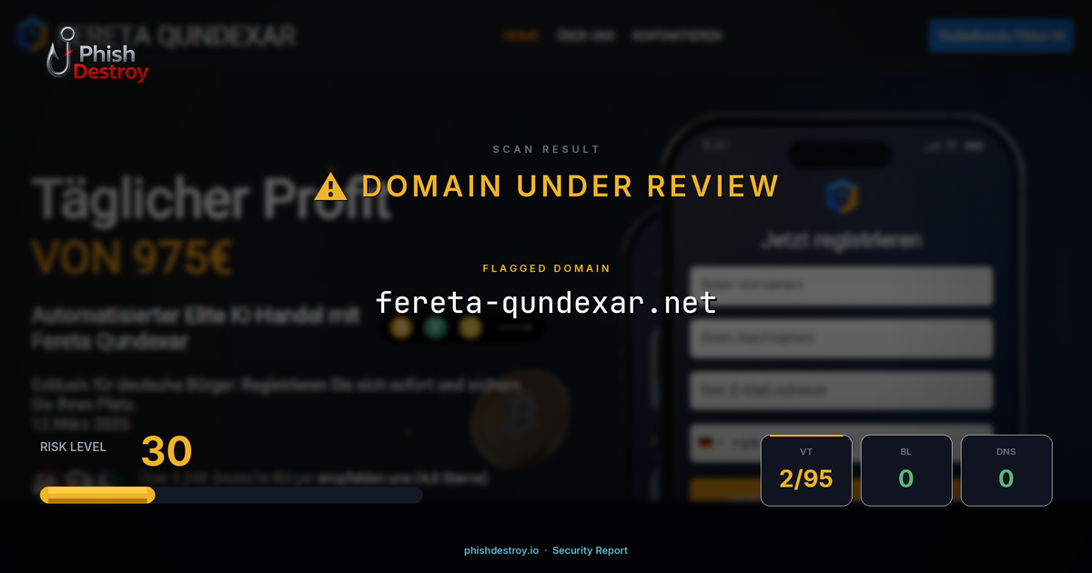 fereta-qundexar.net phishing report — threat analysis by PhishDestroy