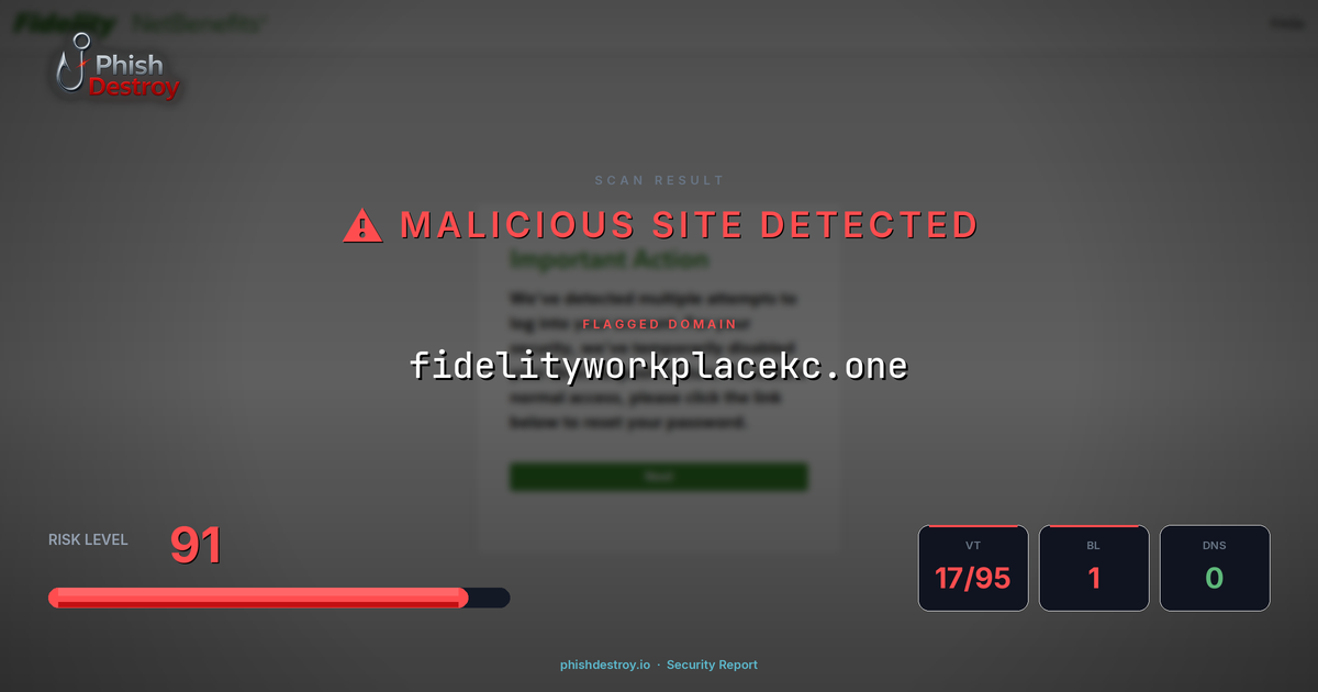 fidelityworkplacekc.one phishing report — threat analysis by PhishDestroy