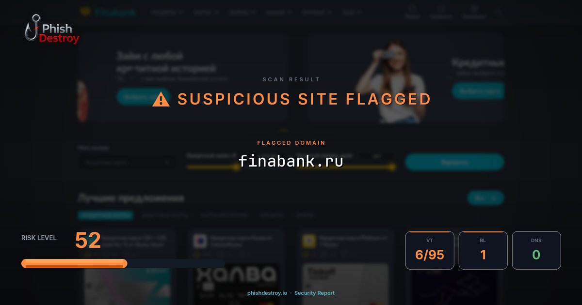 finabank.ru phishing report — threat analysis by PhishDestroy