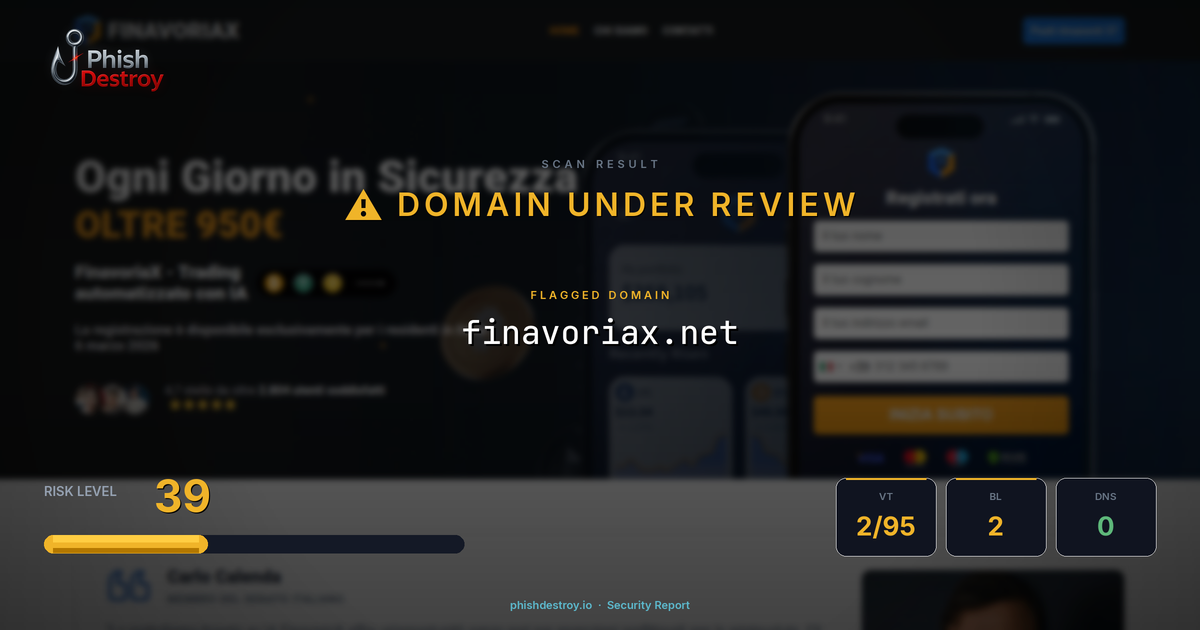 finavoriax.net phishing report — threat analysis by PhishDestroy