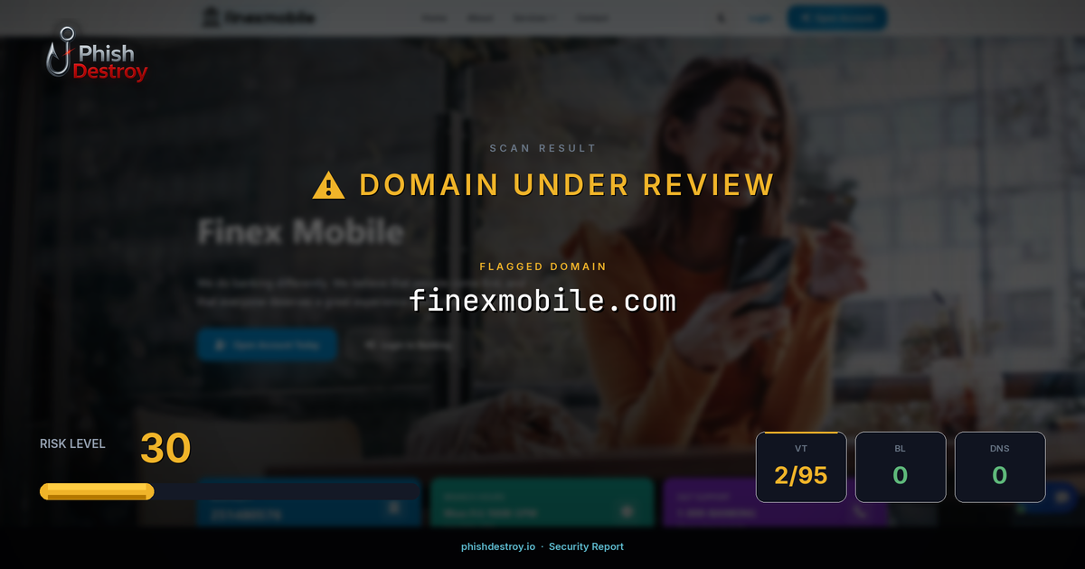 finexmobile.com phishing report — threat analysis by PhishDestroy