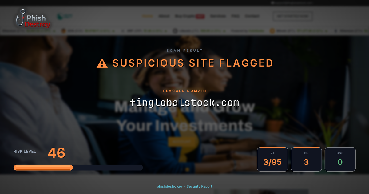 finglobalstock.com phishing report — threat analysis by PhishDestroy