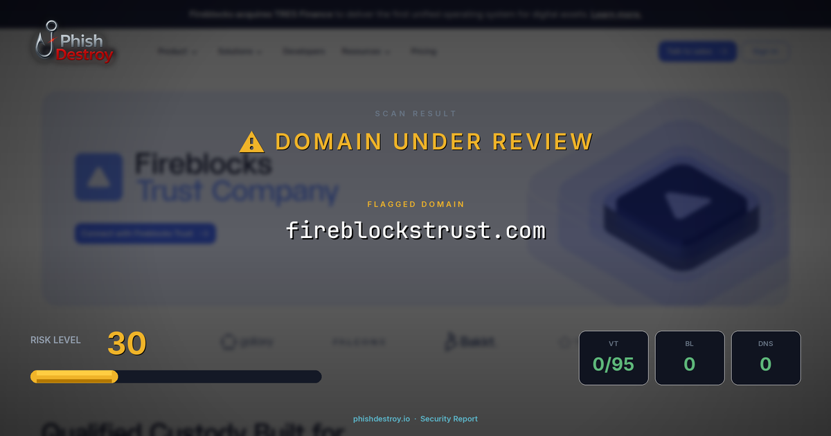fireblockstrust.com phishing report — threat analysis by PhishDestroy