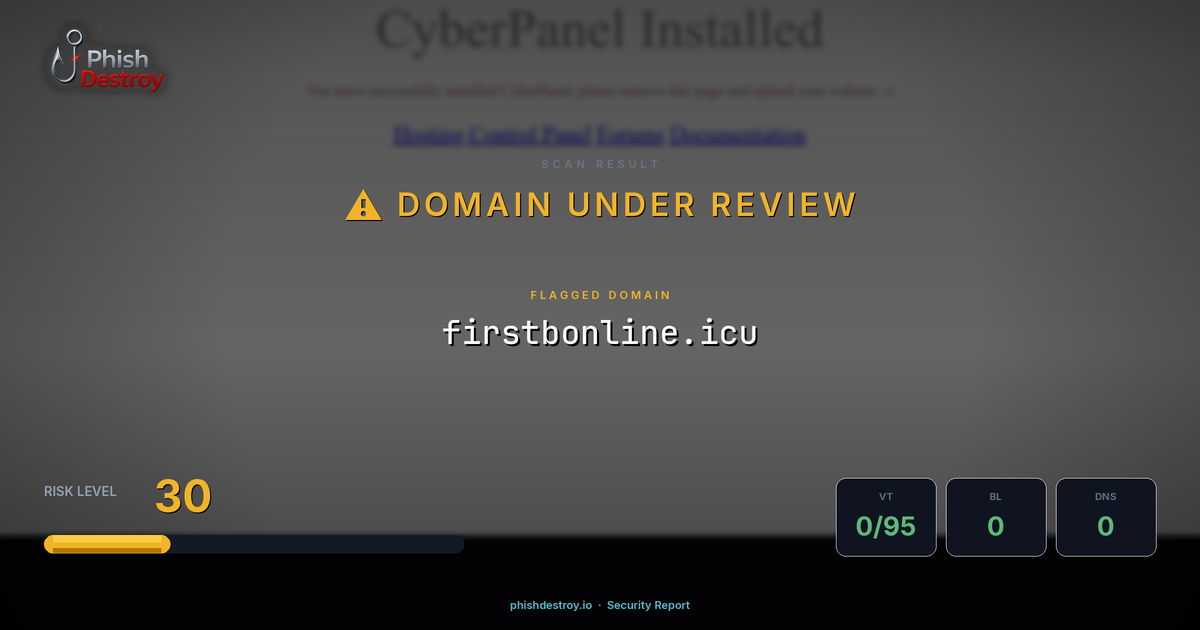 firstbonline.icu phishing report — threat analysis by PhishDestroy