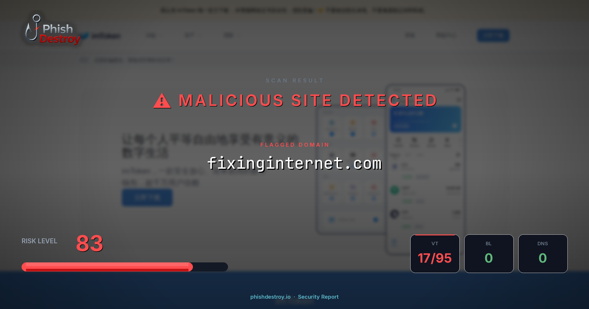 fixinginternet.com phishing report — threat analysis by PhishDestroy