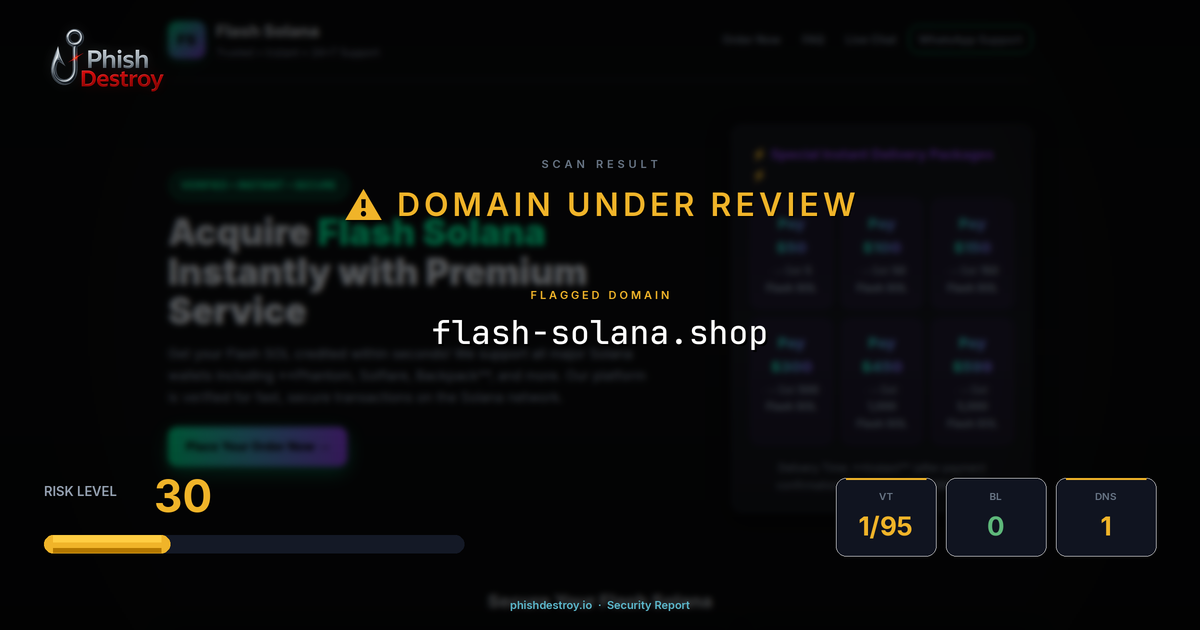 flash-solana.shop phishing report — threat analysis by PhishDestroy